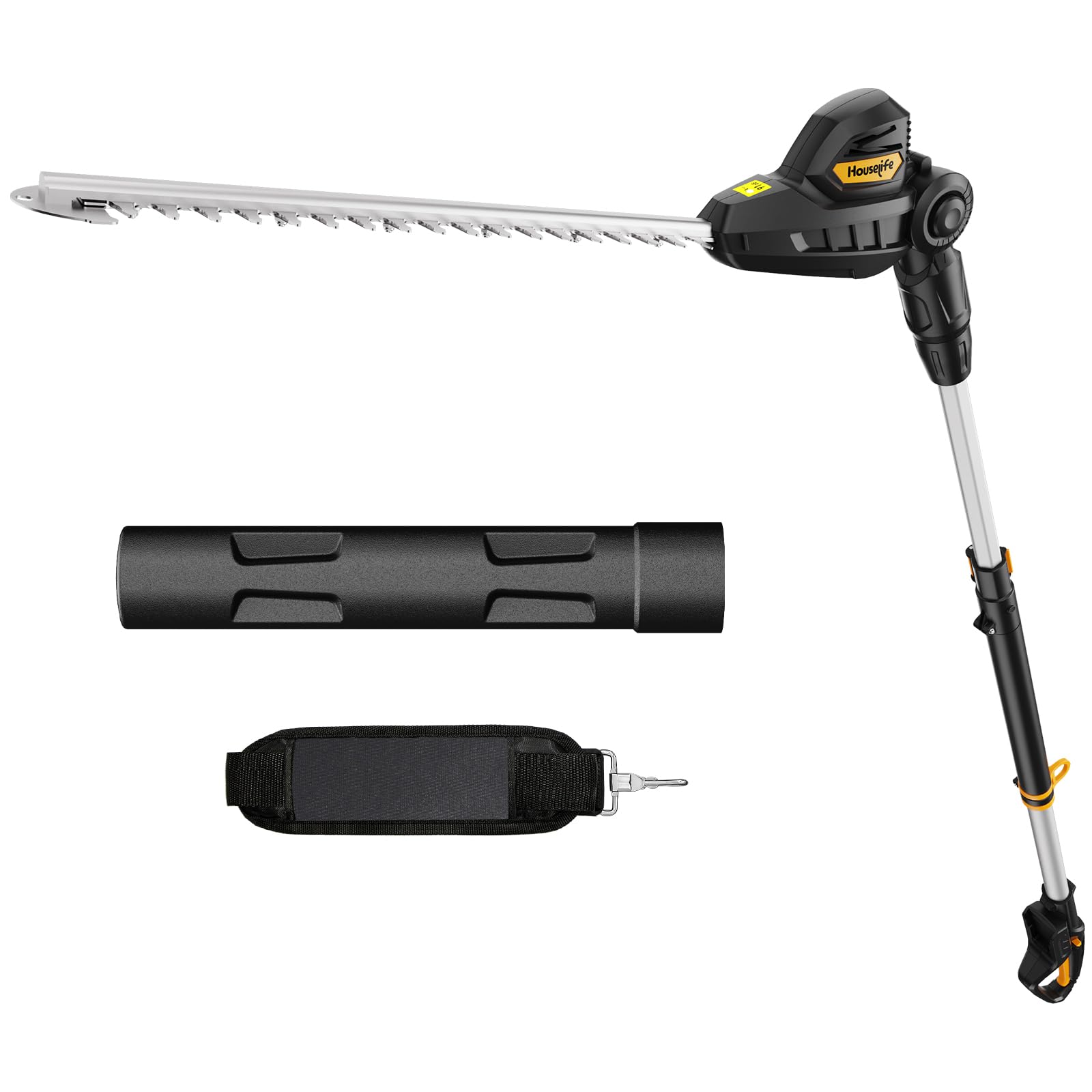 Houselife pole hedge trimmer showing DeWalt 20V compatibility for flexible power options.