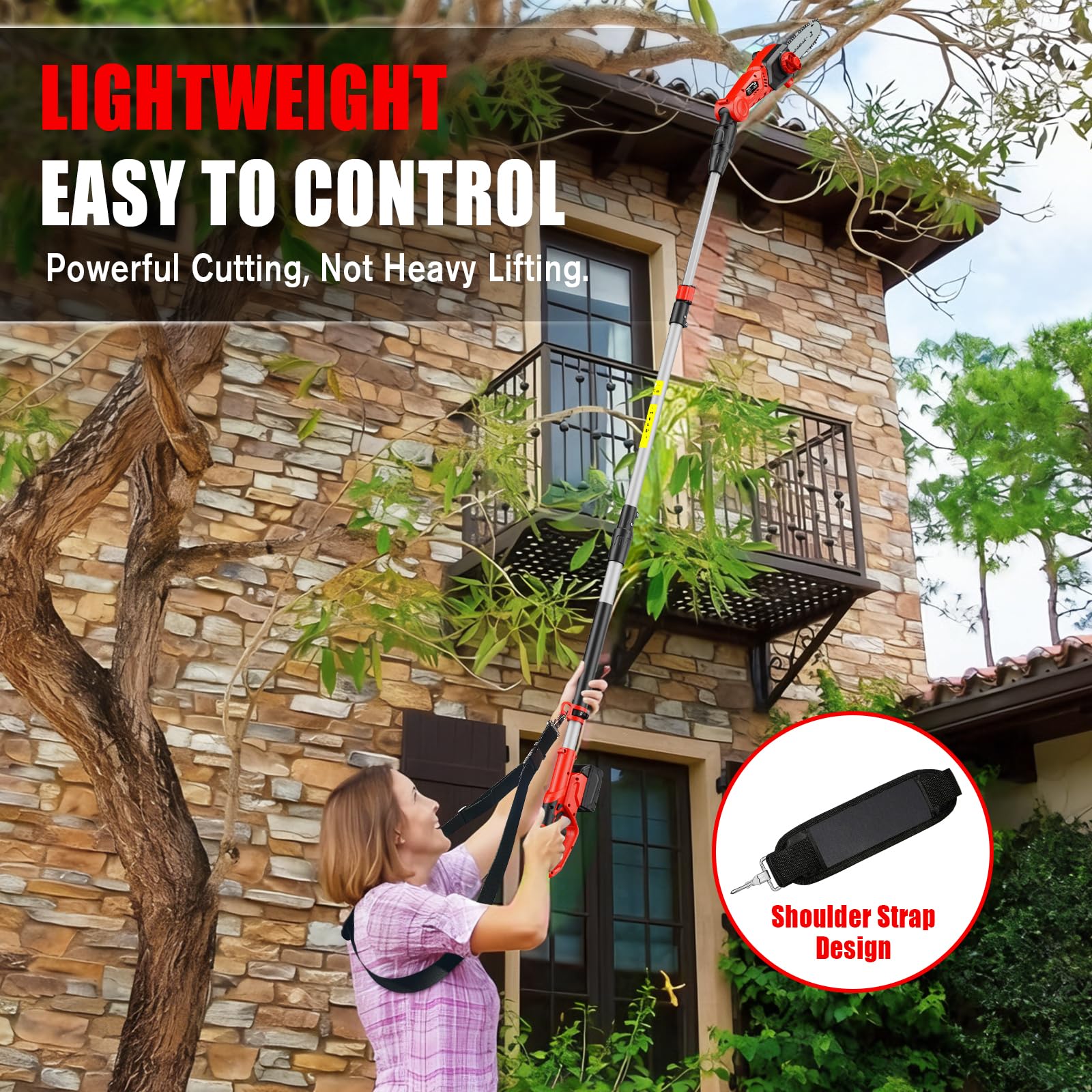 Houselife ergonomic balance and safety strap support comfortable operation.