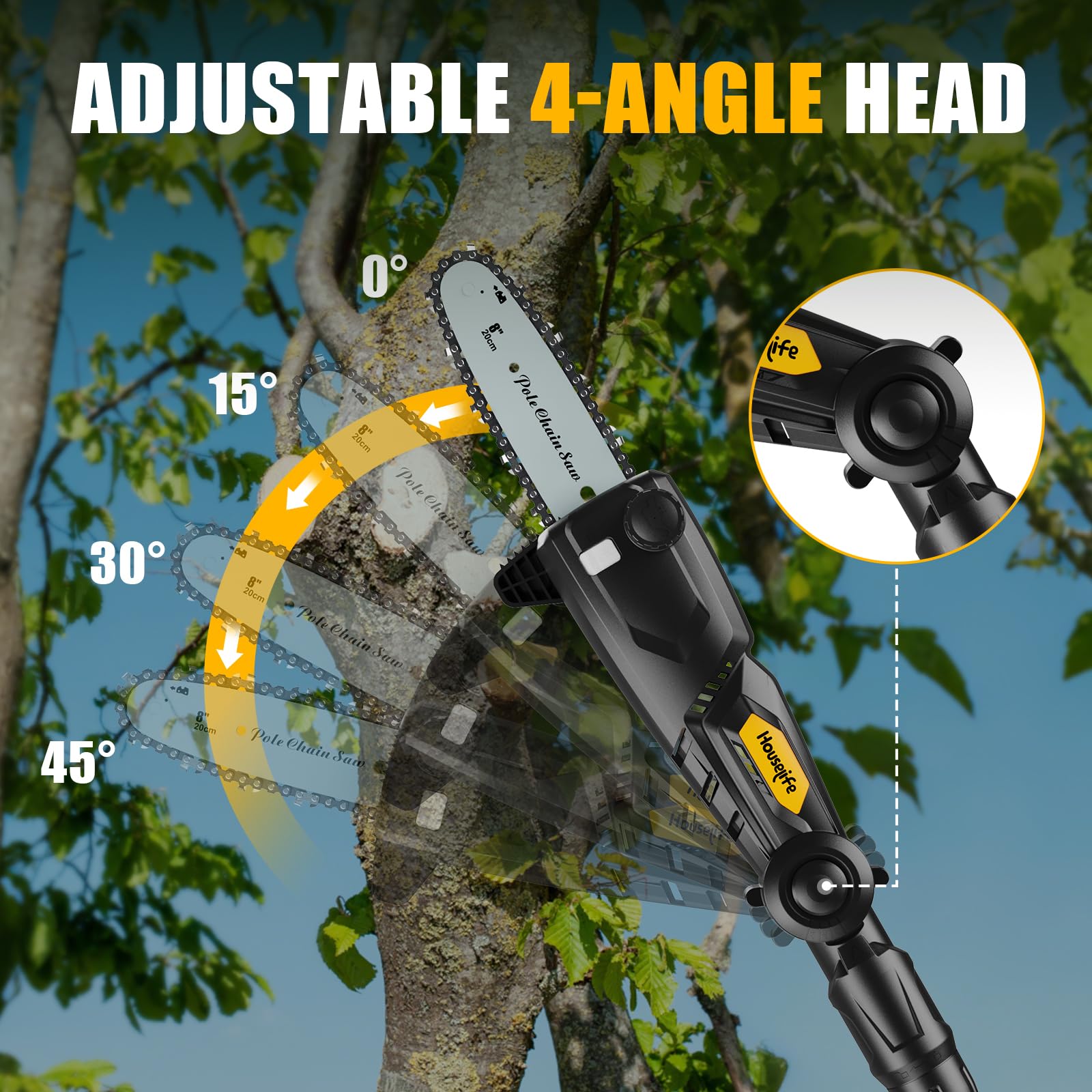 Houselife tool-free tensioning with auto-oil system for smooth cuts.
