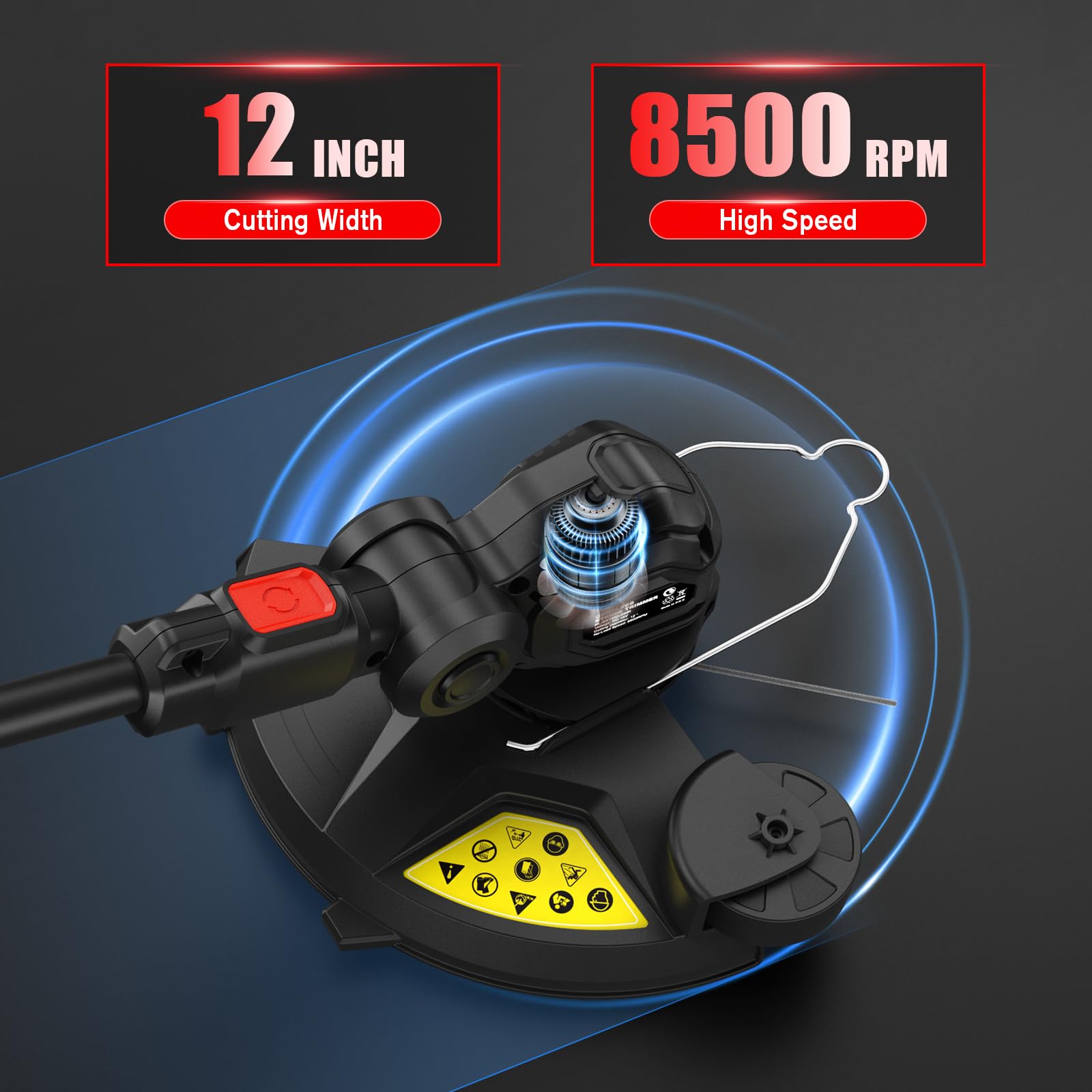 Houselife 8500 RPM motor provides strong trimming performance for tough weeds.