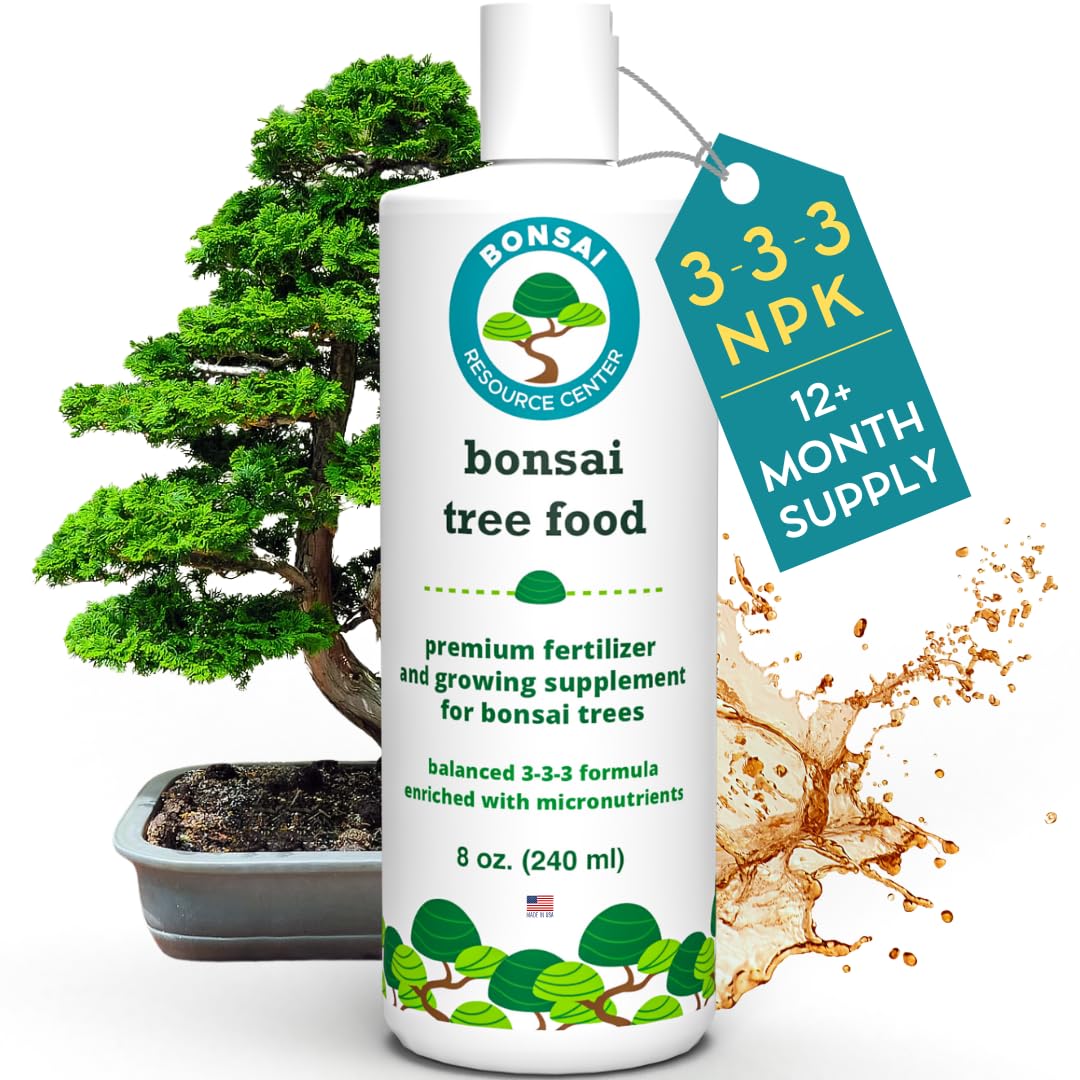 HOUSEPLANT RESOURCE CENTER Bonsai Food bottle front highlights balanced 3-3-3 formula for healthy growth