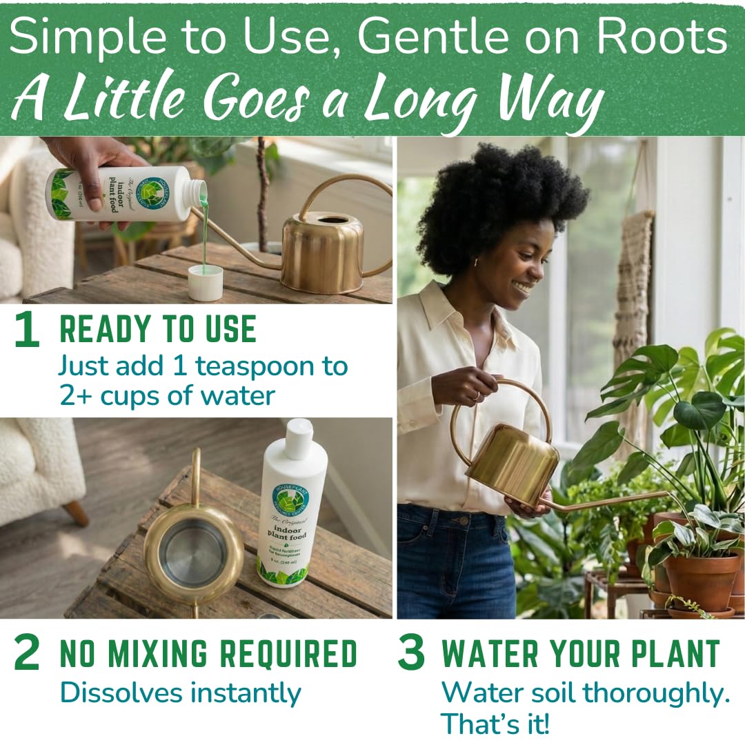 Houseplant Resource Center Easy Feed process shows quick, watered-in nutrients for steady growth.