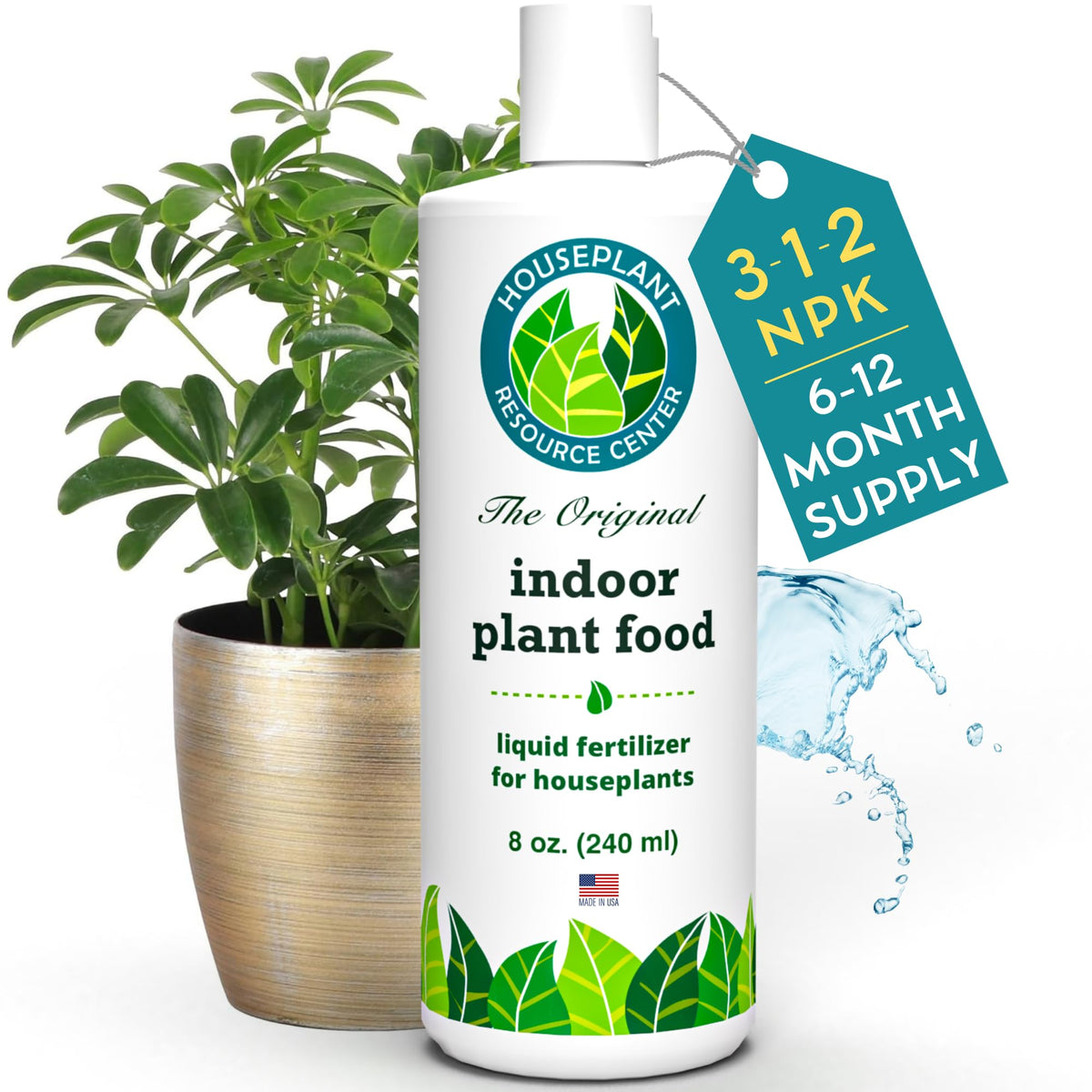Houseplant Resource Center Indoor Plant Food bottle ready for balanced, easy feeding.