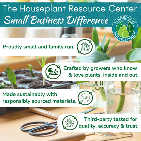 Houseplant Resource Center Prop Drops eco-friendly sourcing noted on packaging