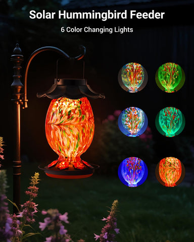 HouseSapp hand-blown glass reservoir adds vibrant color to your garden.