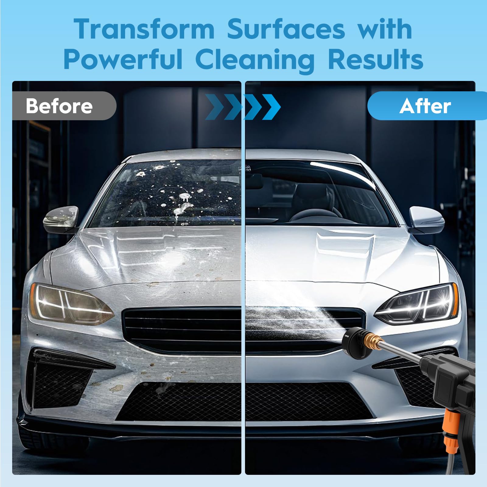 Housiwill-foam-bottle-in-use creates rich foam for thorough car washing.