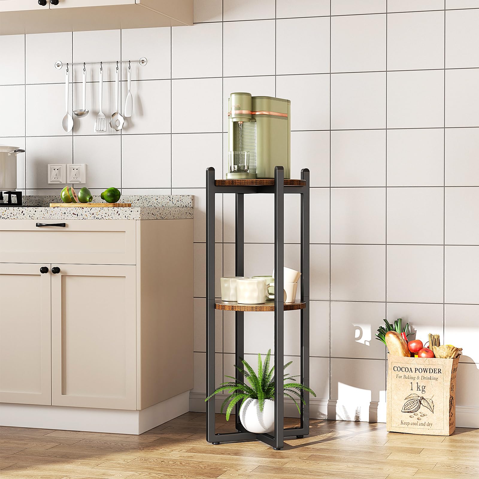 Three adjustable tiers accommodate 1-5 gallon jugs with reliable support.