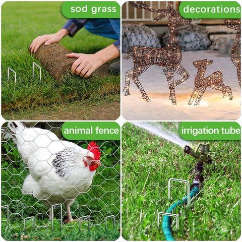 Houya beveled-end stakes enable easy installation through soil and turf.