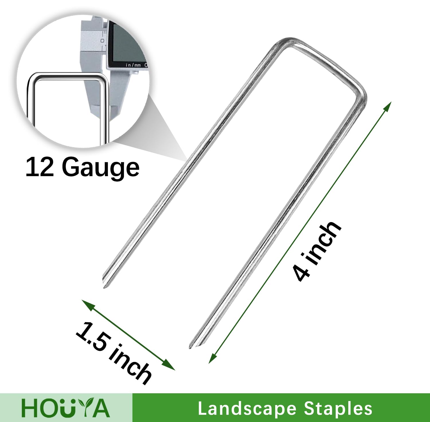 Houya galvanized stakes with beveled ends for easy turf penetration.
