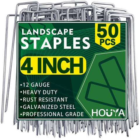 Houya landscape staples 4in for secure weed barrier installation and durable ground anchoring.