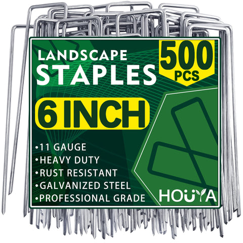 Houya landscape staples, 6 inch, 11 gauge, galvanized for secure weed barrier support.