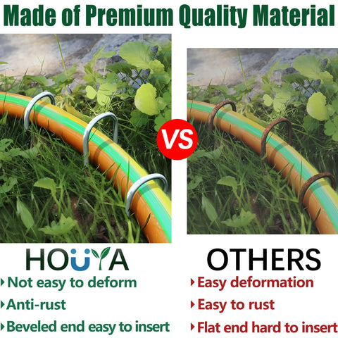 Houya multi-purpose landscape staples for tubing, weed barriers, and decorations.