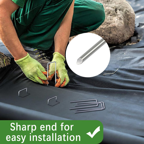 Houya multi-purpose staples secure irrigation tubing and weed barriers in outdoor projects.