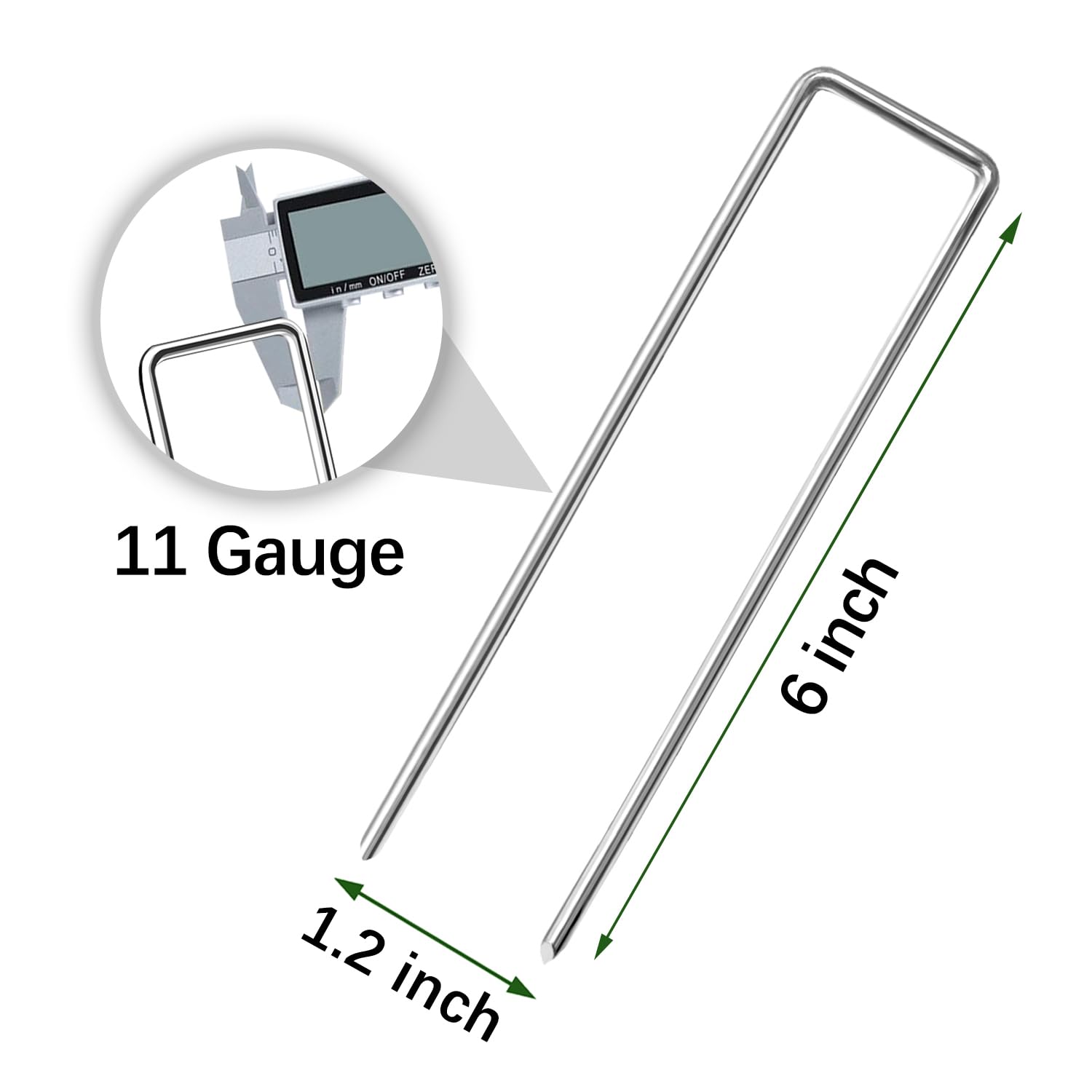 Houya beveled-end stakes enable easy insertion through weed barriers.