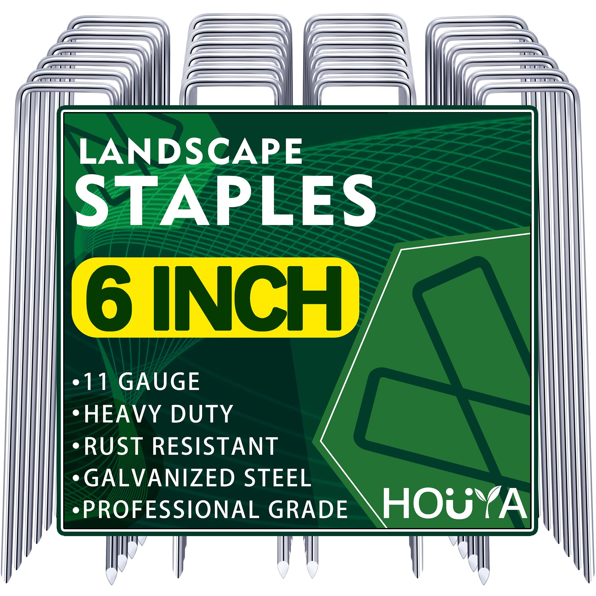 Houya stakes secure edging and turf for neat landscaping.