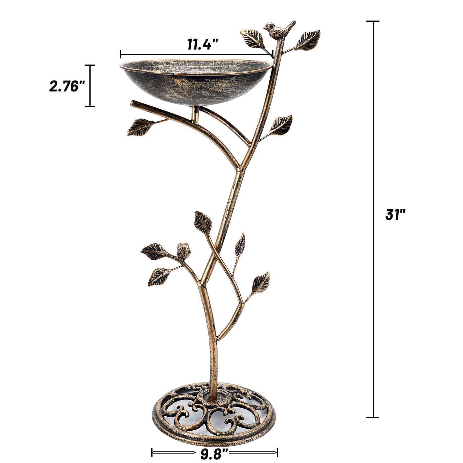 Houyang Diam rust-proof finish keeps the bird bath weather-ready through seasons.
