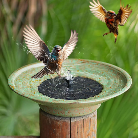 HOUYANG durable metal bowl with sun-powered bubbler for outdoor use