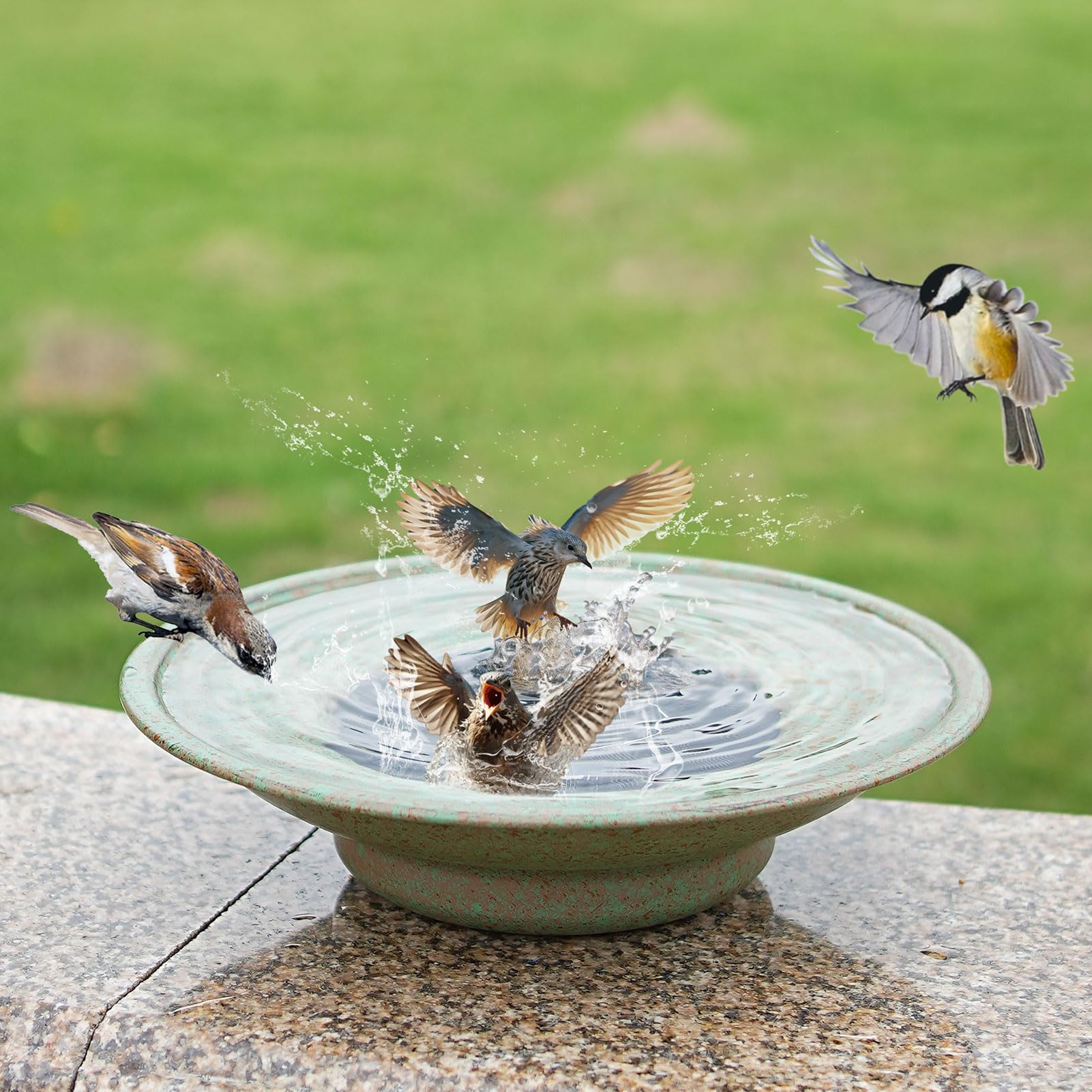 HOUYANG metal bird bath bubbler adds motion to your garden
