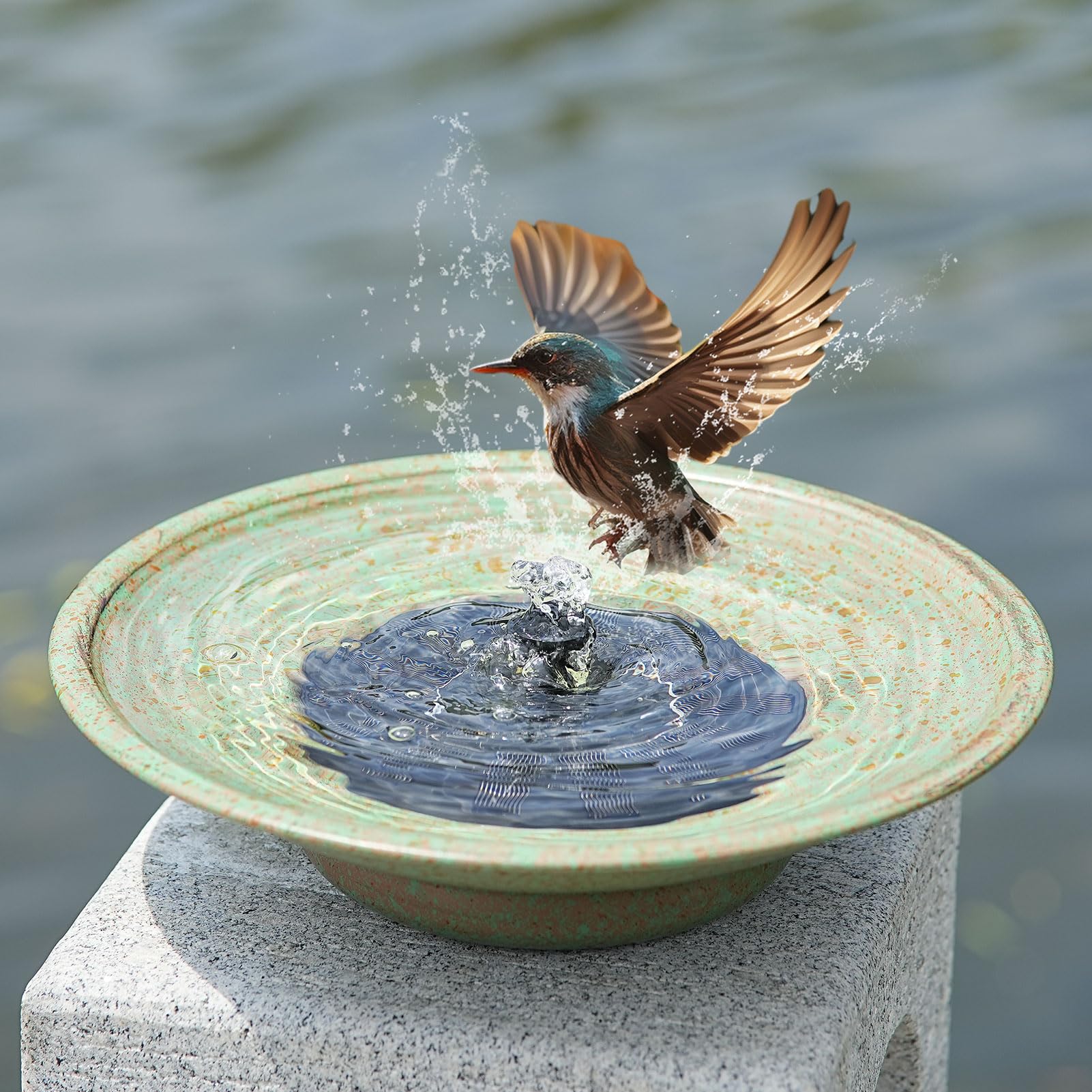 HOUYANG solar fountain bird bath with sun-powered water flow for birds