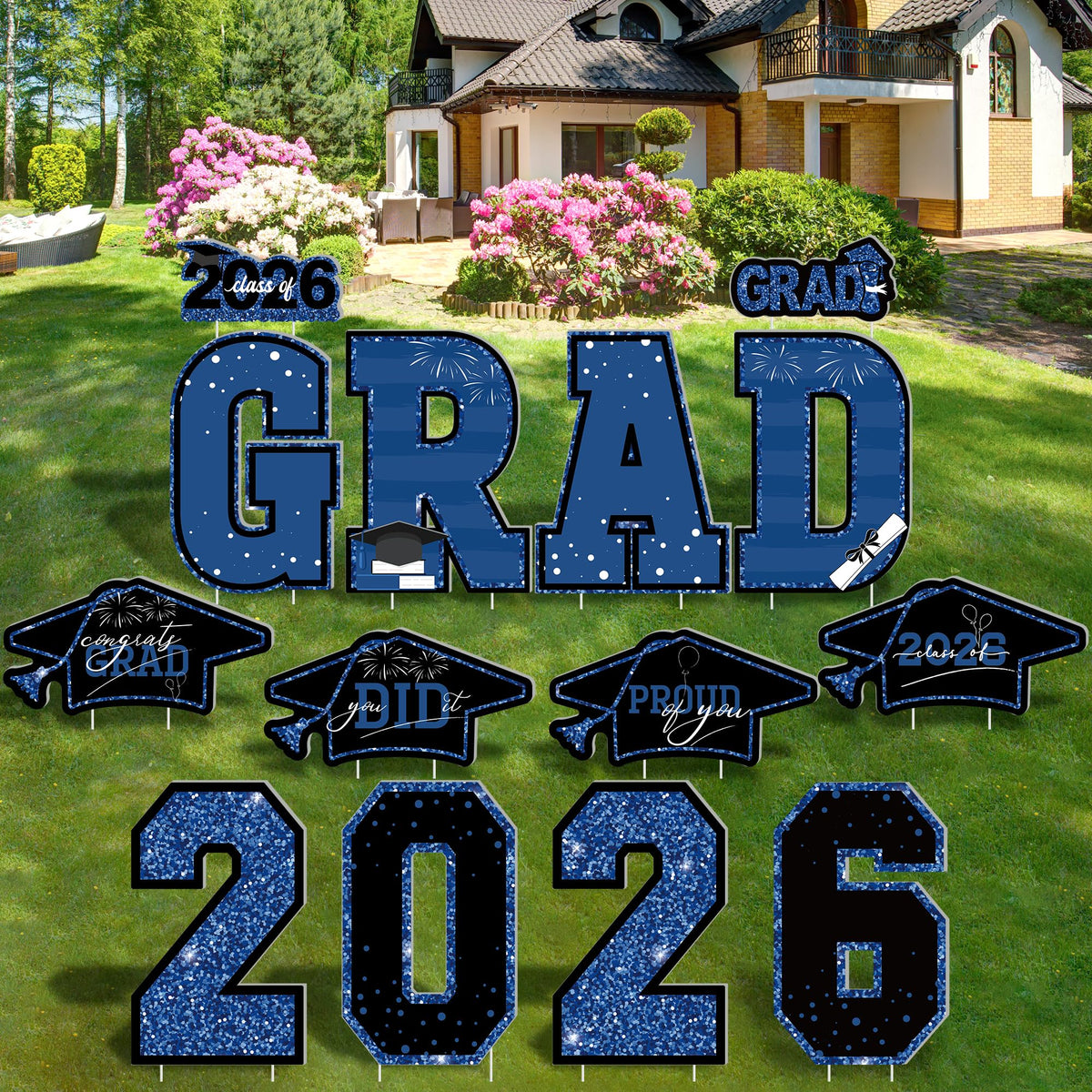 HOVACY graduation yard sign with GRAD and 2026 letters for outdoor display