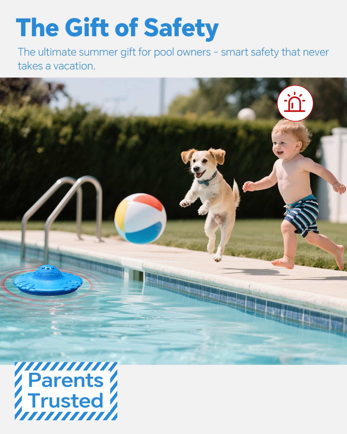 Hovara pool alarm compatible with inground, above-ground, soft-sided pools