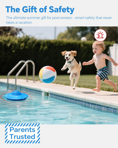 Hovara pool alarm compatible with inground, above-ground, soft-sided pools