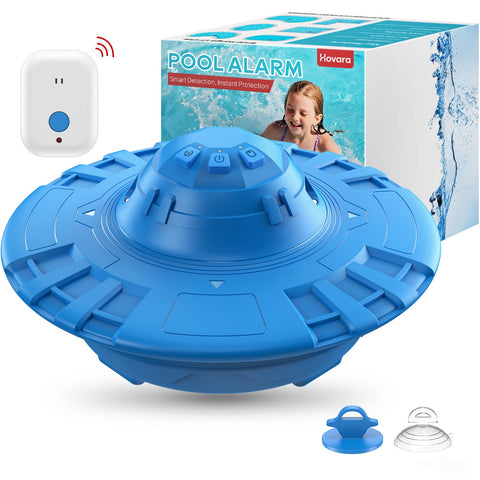 Hovara Pool Alarm floating in water with 110dB alert for pool safety.