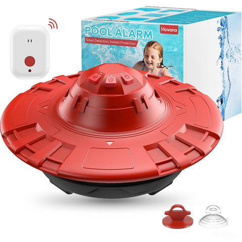 Hovara pool alarm floating unit in water provides quick safety monitoring for all pool types.