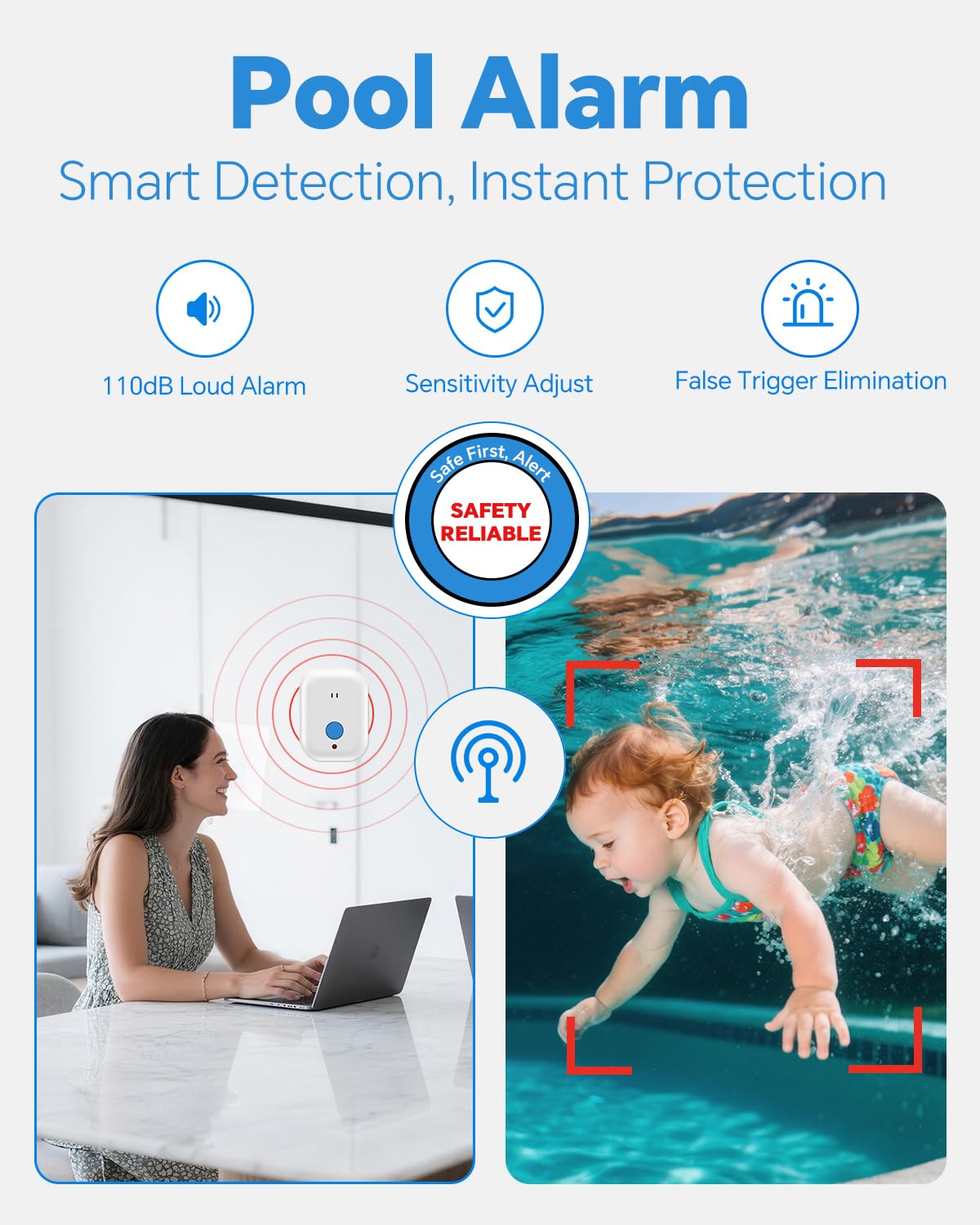 Hovara Pool Alarm battery lasts a full swimming season.