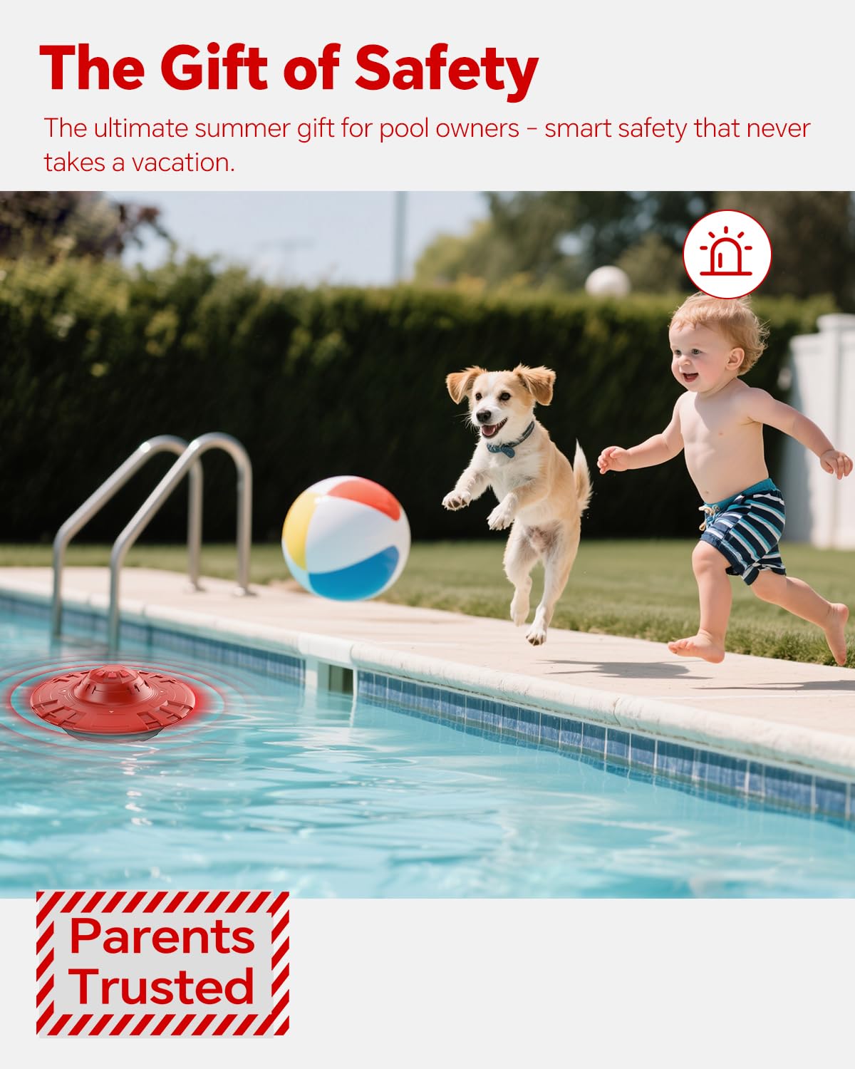 Hovara pool alarm offers wide coverage up to 20x40 feet for larger pools.
