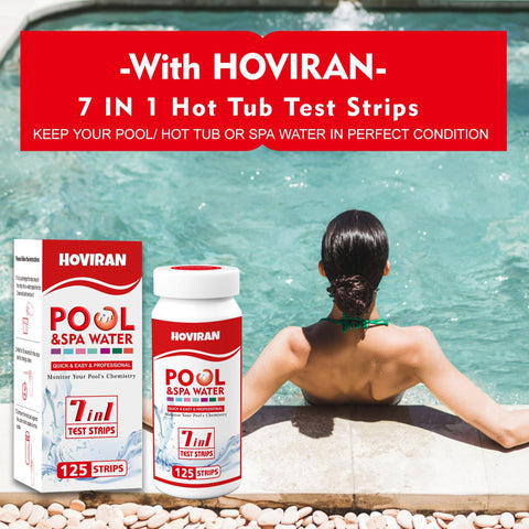 HOVIRAN pool test strips packaging box with 125 counts for regular testing