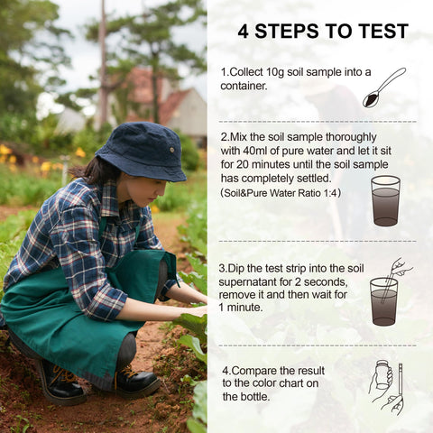 HOVIRAN soil pH test kit in use dip strip for quick accurate readings