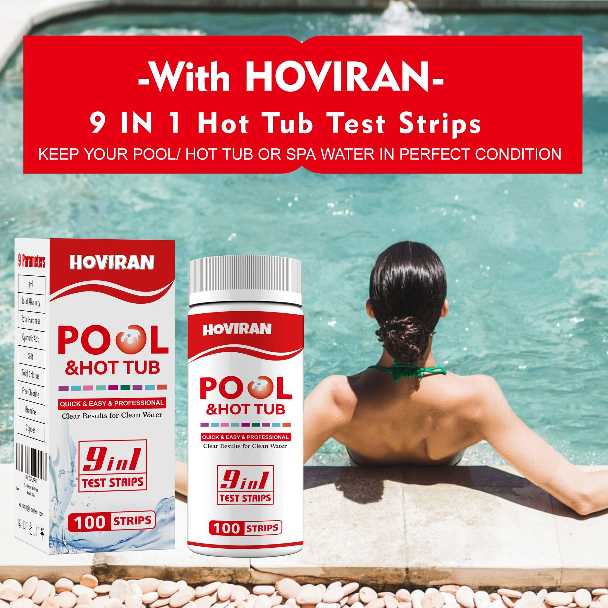 HOVIRAN spa and hot tub testing strips for balanced water