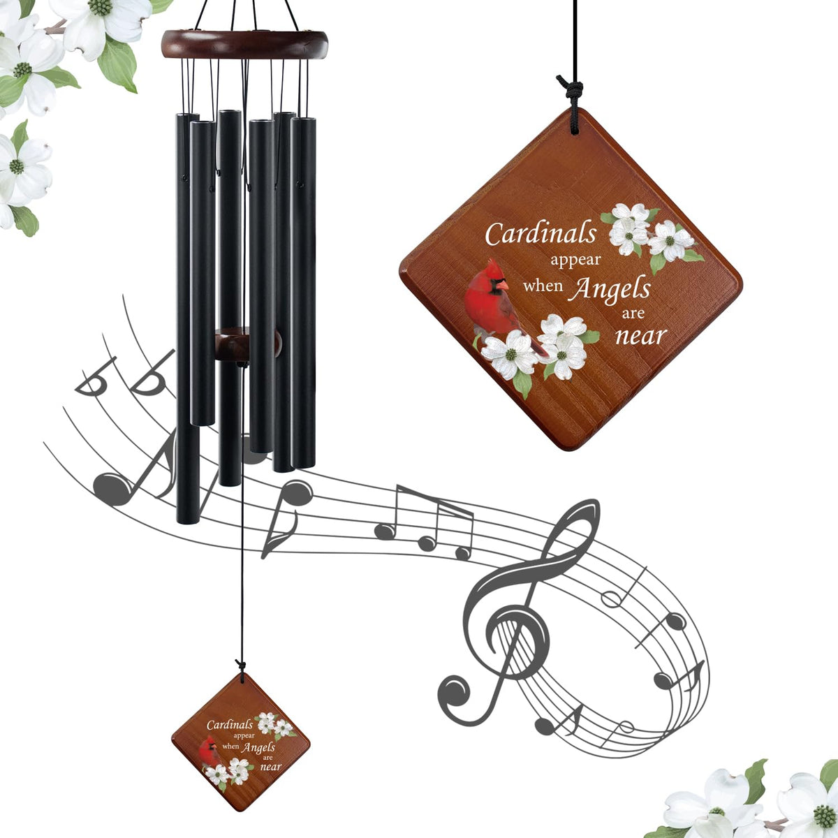 Howarmer Cardinal Memorial Wind Chimes in gift box, ideal sympathy gift