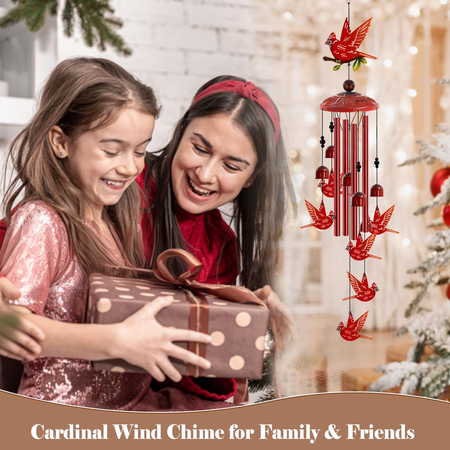 Howarmer Cardinal Wind Chimes outdoor-decor elevate patio or garden ambiance with graceful movement.