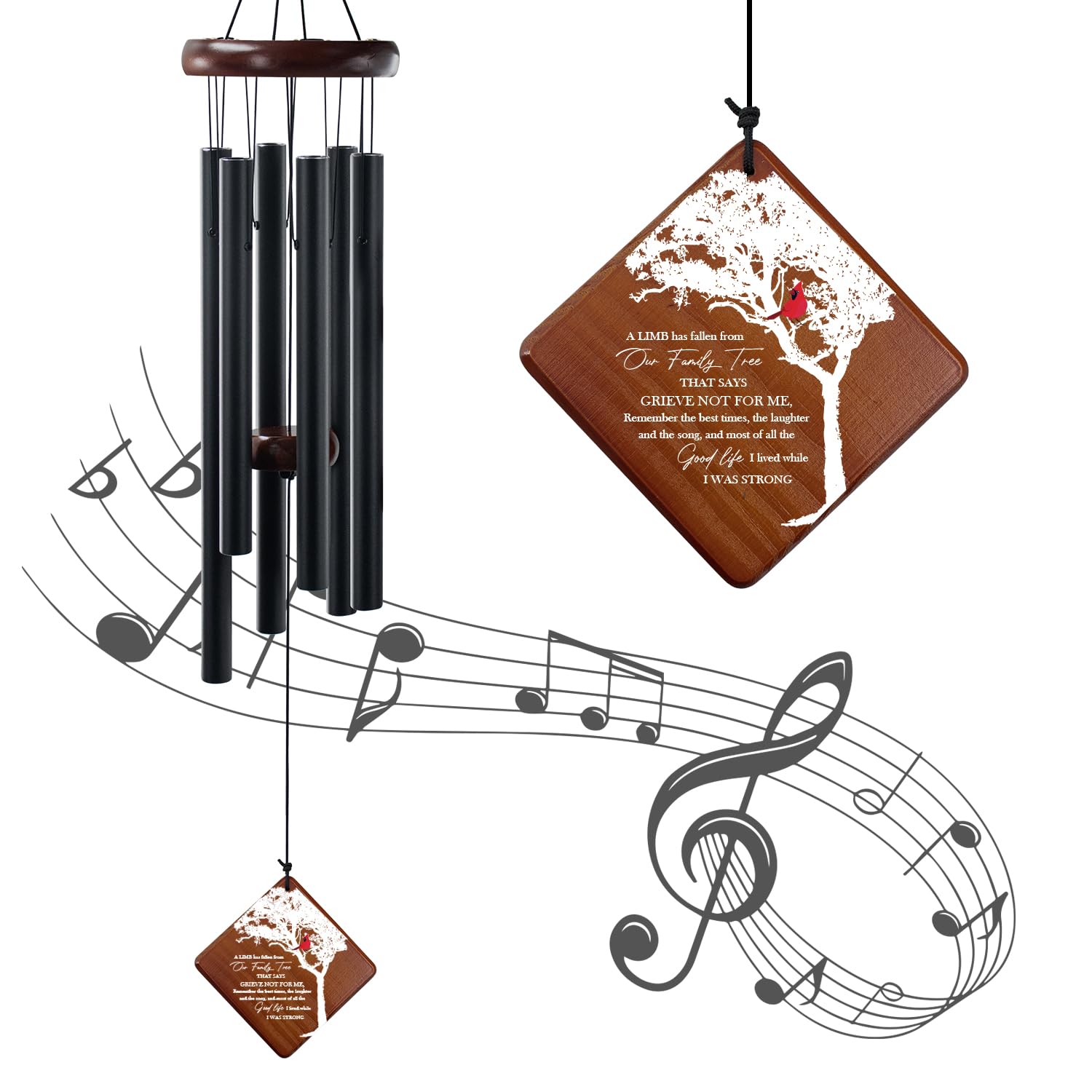 Howarmer memorial wind chimes outdoors, 36 inches, providing a soothing garden melody.