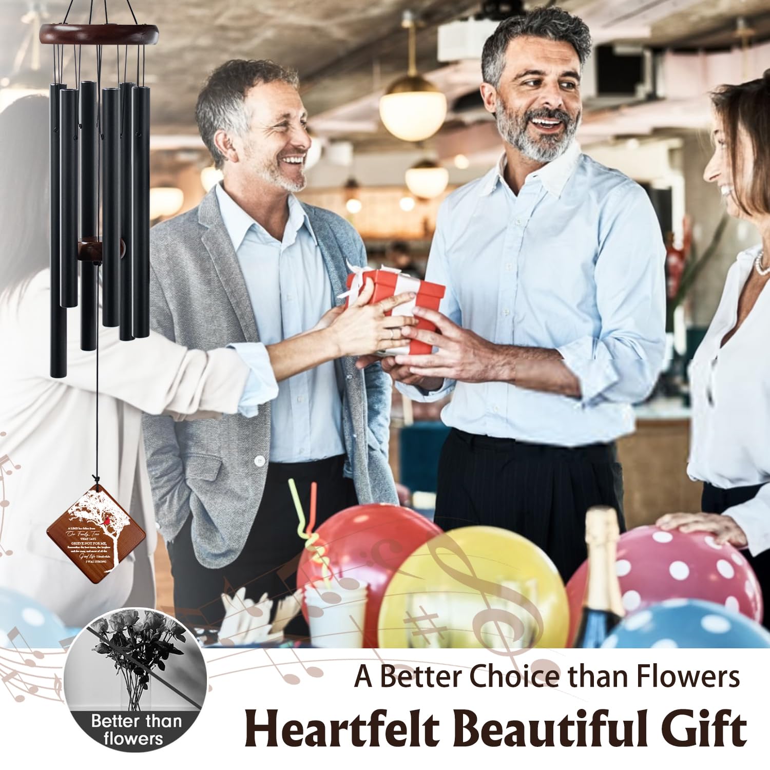 Howarmer 36-inch chimes offer tuneable tones via central string for varied moods.