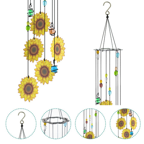 Howarmer sunflower windchime in garden enhancing outdoor ambience