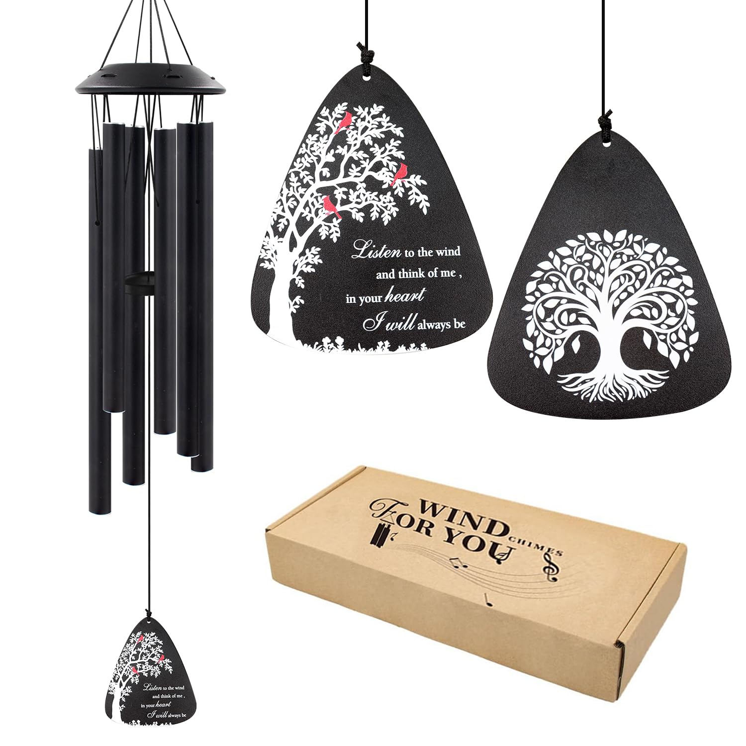 Howarmer sympathy wind chimes 32-inch on a porch evoke remembrance and comfort.