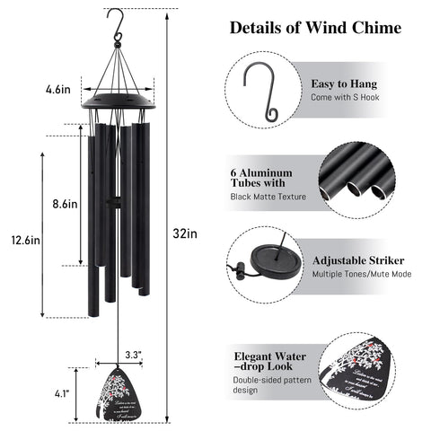 Howarmer tuned aluminum wind chimes with varied tube lengths for soothing melodies.