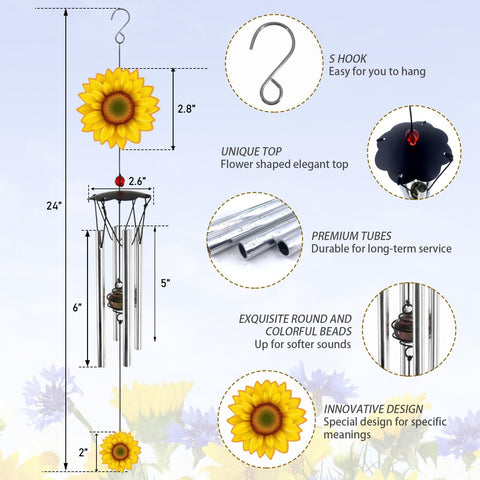 Howarmer wind chime features crystal beads that catch sunlight and shimmer.