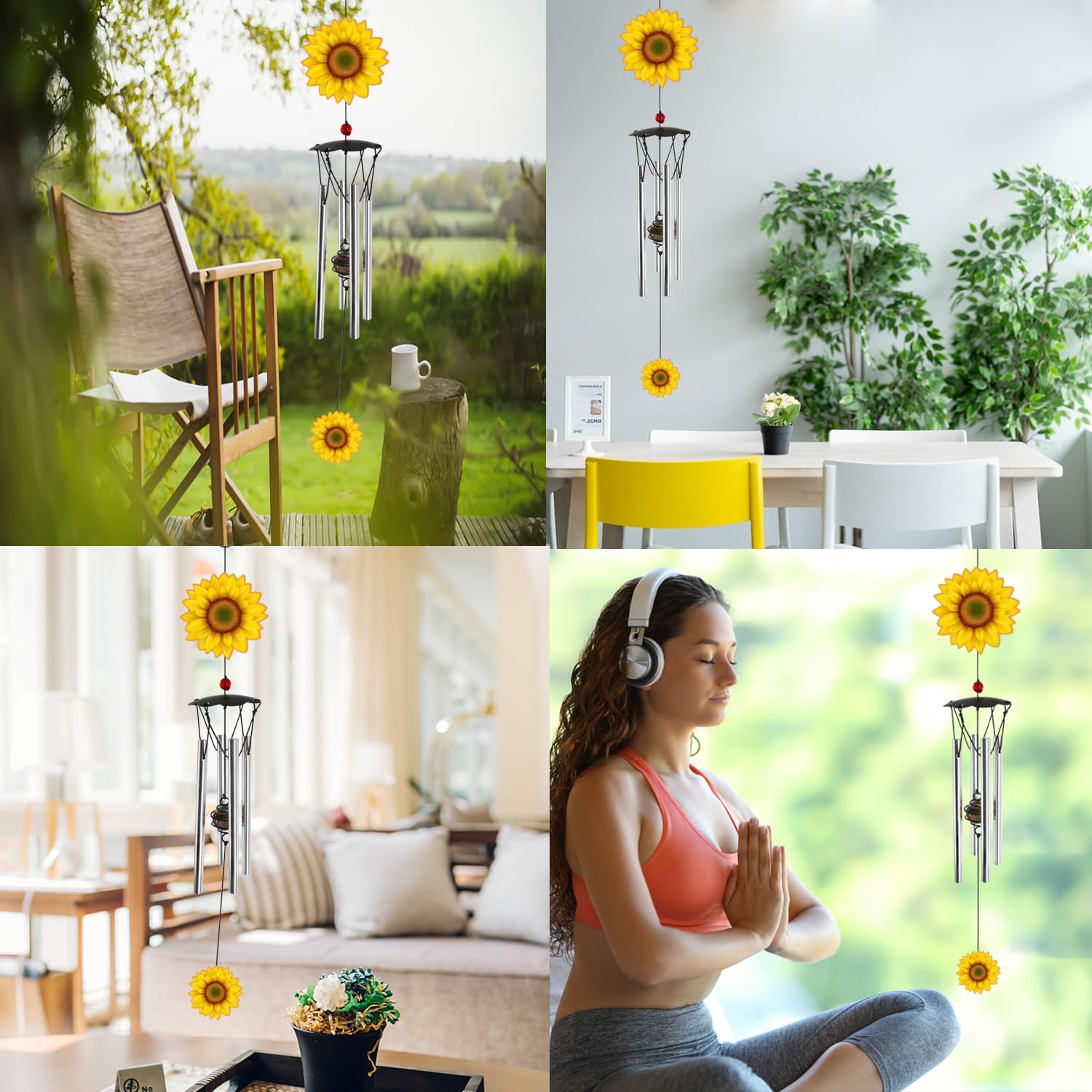 Howarmer wind chime uses durable nylon rope for outdoor year-round display.