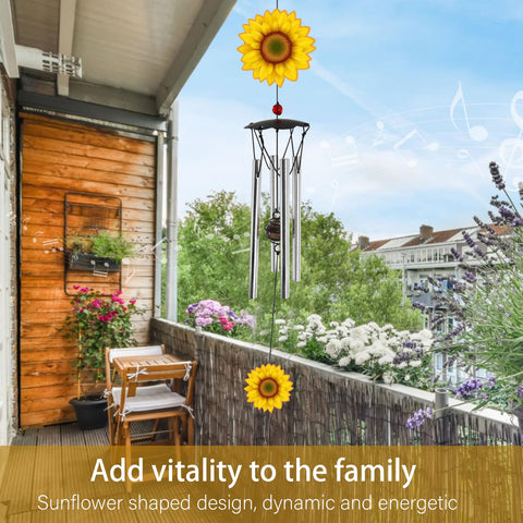 Howarmer wind chime provides decorative outdoor soundscape and ambience.