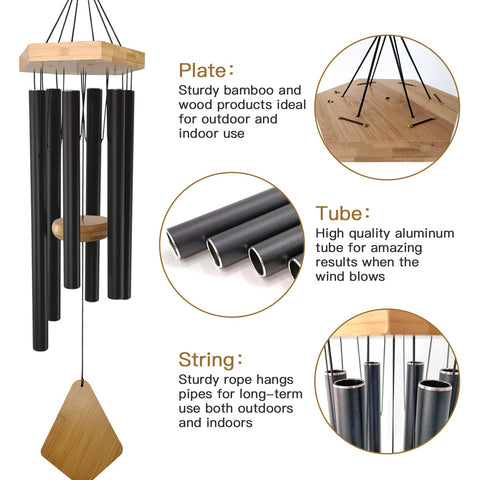 Howarmer wind chimes with black matte finish enhance any patio or garden