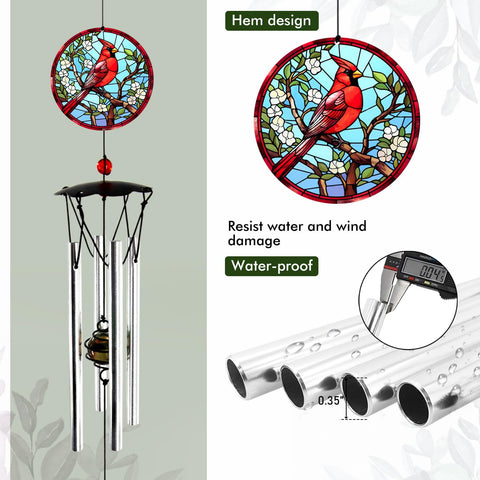 Howarmer cardinal design wind catcher enhances outdoor decor with gentle tones.