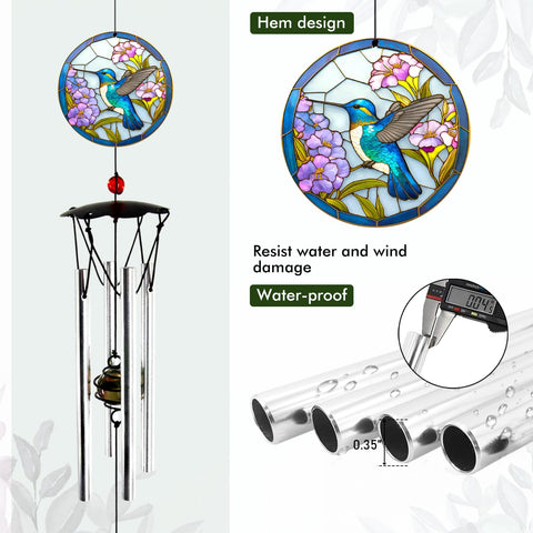 Crystal beads and hummingbird chime provide clearer, brighter tones.