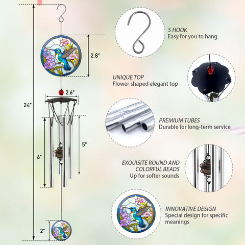 Howarmer wind chimes flower suspension platform enhances yard visual charm.