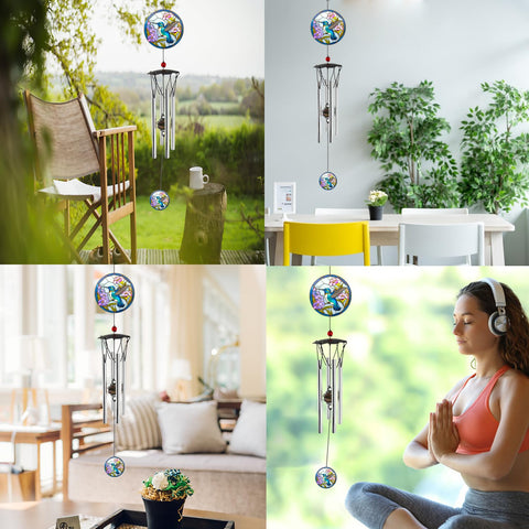Durable nylon rope prevents rust and secures outdoor chimes.