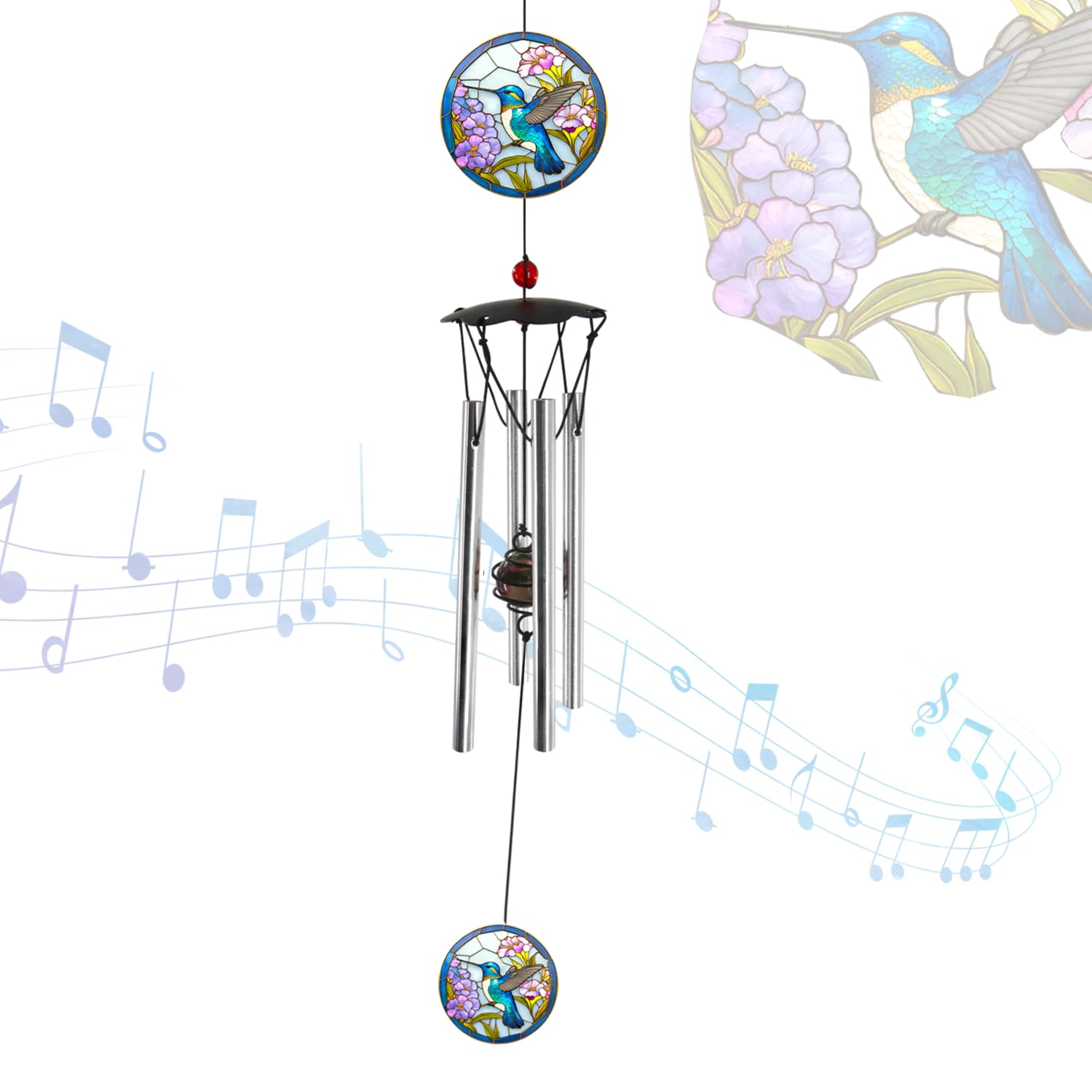Howarmer wind chimes outdoor 24in hummingbird for tranquil garden ambiance.