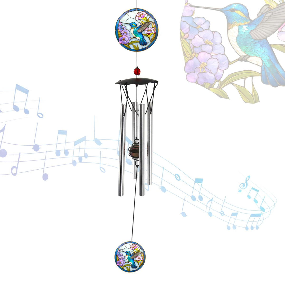 Howarmer wind chimes outdoor 24in hummingbird for tranquil garden ambiance.